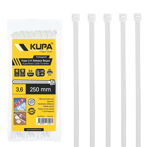 Kupa Cırt Kelepçe Beyaz 3.6*250 Mm