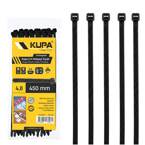 Kupa Cırt Kelepçe Siyah 4.8*450 Mm